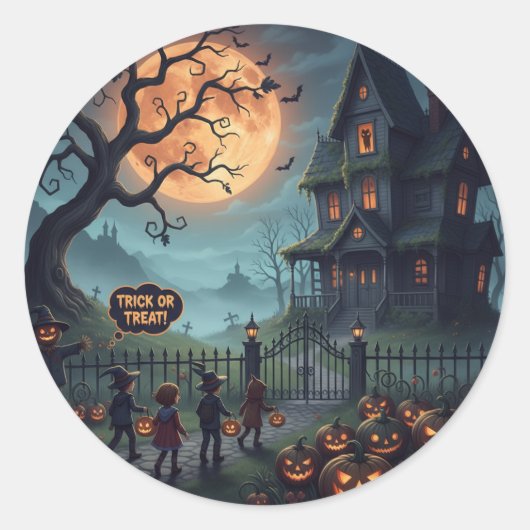 Halloween Ronde Sticker (Voorkant)