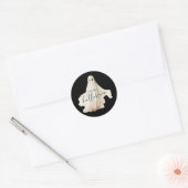 Halloween Ronde Sticker Ghost Spooky Zwart Wit (Envelop)