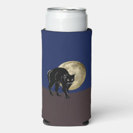 Halloween Rondsluipende Zwarte Kat Op Een Nacht Me Seltzer Blikjeskoeler