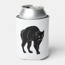 Halloween rondsluipende zwarte kat silhouet tekeni blikjeskoeler