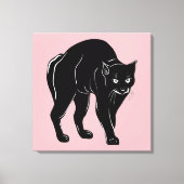 Halloween rondsluipende zwarte kat silhouet tekeni canvas afdruk (Voorkant)