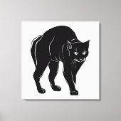 Halloween rondsluipende zwarte kat silhouet tekeni canvas afdruk (Voorkant)