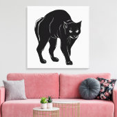 Halloween rondsluipende zwarte kat silhouet tekeni canvas afdruk (Insitu (Woonkamer))
