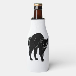 Halloween rondsluipende zwarte kat silhouet tekeni flesjeskoeler