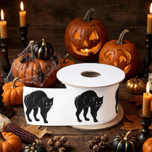 Halloween rondsluipende zwarte kat silhouet tekeni satijnen lint