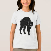 Halloween Rondsluipende Zwarte Kat Silhouet Tekeni Tri-Blend Shirt (Voorkant)