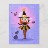 Halloween rood haar heks lavendel & roze briefkaart (Voorkant)