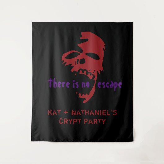 Halloween Rood Schedel Horror Thema Feest Achtergr Wandkleed (Voorkant)