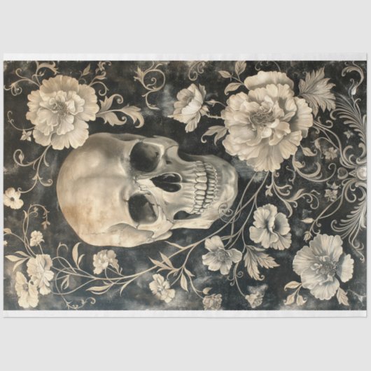  Halloween Roos Gothic Skeleton Decoupage Tissuepapier (Voorkant)