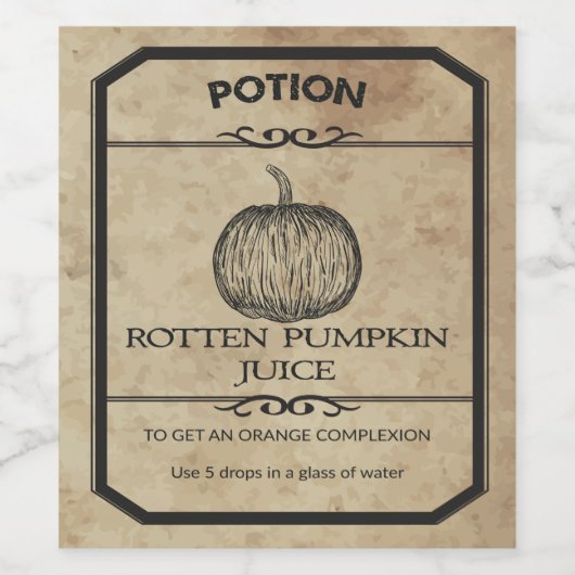 Halloween Rotten Pumpkin Juice Apothecary Label Wijn Etiket (Enkel label)