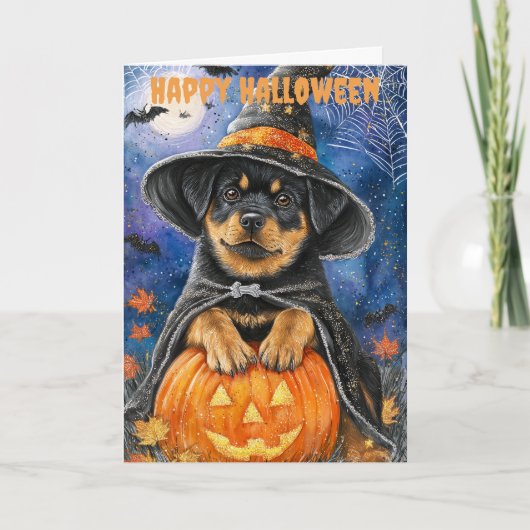Halloween Rottweiler Dog Feestdagen Kaart (Voorkant)