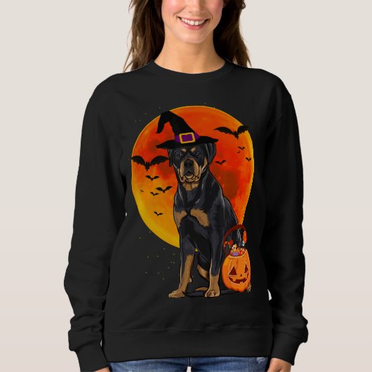 Halloween Rottweiler Jack O Lantaarn Pompoen Trui (Voorkant)