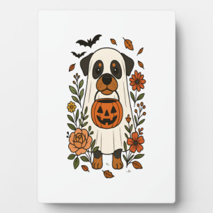 Halloween Rottweiler met Bloemen Fotoplaat
