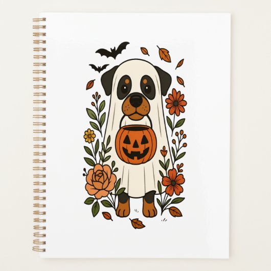 Halloween Rottweiler met Bloemen Planner (Voorkant)