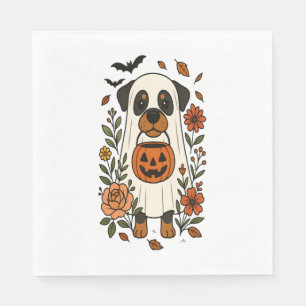 Halloween Rottweiler met bloemen Servet