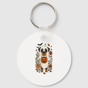 Halloween Rottweiler met bloemen Sleutelhanger