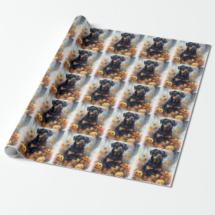 Halloween Rottweiler met pompoenen eng Cadeaupapier