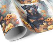 Halloween Rottweiler met pompoenen eng Cadeaupapier (Rol Hoek)