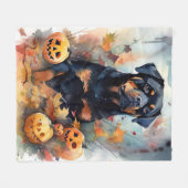 Halloween Rottweiler met pompoenen eng Fleece Deken (Voorkant (Horizontaal))