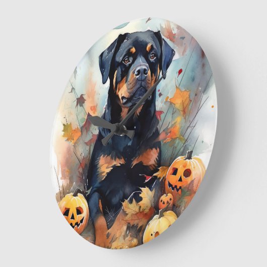 Halloween Rottweiler met pompoenen eng Grote Klok (Hoek)