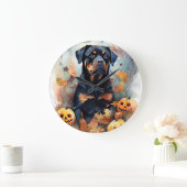 Halloween Rottweiler met pompoenen eng Grote Klok (Huis)