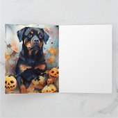 Halloween Rottweiler met pompoenen eng Kaart (Binnen)