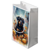 Halloween Rottweiler met pompoenen eng Klein Cadeauzakje (Achterkant Gekanteld)