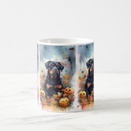 Halloween Rottweiler met pompoenen eng Koffiemok (Center)