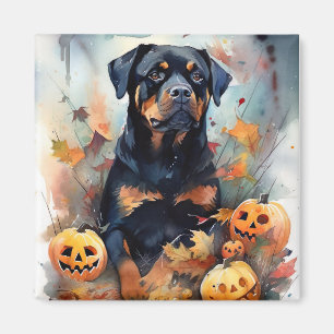 Halloween Rottweiler met pompoenen eng Magneet