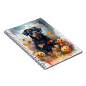 Halloween Rottweiler met pompoenen eng Notitieboek (Rechterzijde)