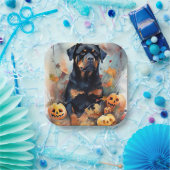 Halloween Rottweiler met pompoenen eng Papieren Bordje (Feest)