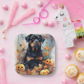 Halloween Rottweiler met pompoenen eng Papieren Bordje (Feest)