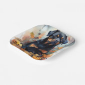 Halloween Rottweiler met pompoenen eng Papieren Bordje (Gebogen)