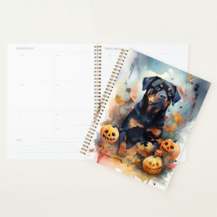Halloween Rottweiler met pompoenen eng Planner