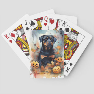 Halloween Rottweiler met pompoenen eng Pokerkaarten