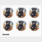 Halloween Rottweiler met pompoenen eng Ronde Sticker (Vel)