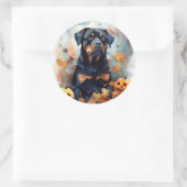 Halloween Rottweiler met pompoenen eng Ronde Sticker (Tas)