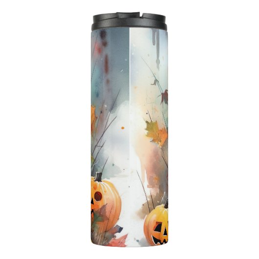 Halloween Rottweiler met pompoenen eng Thermosbeker (Achterkant)