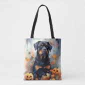 Halloween Rottweiler met pompoenen eng Tote Bag (Voorkant)