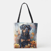 Halloween Rottweiler met pompoenen eng Tote Bag (Achterkant)