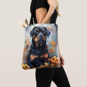 Halloween Rottweiler met pompoenen eng Tote Bag (Dichtbij)