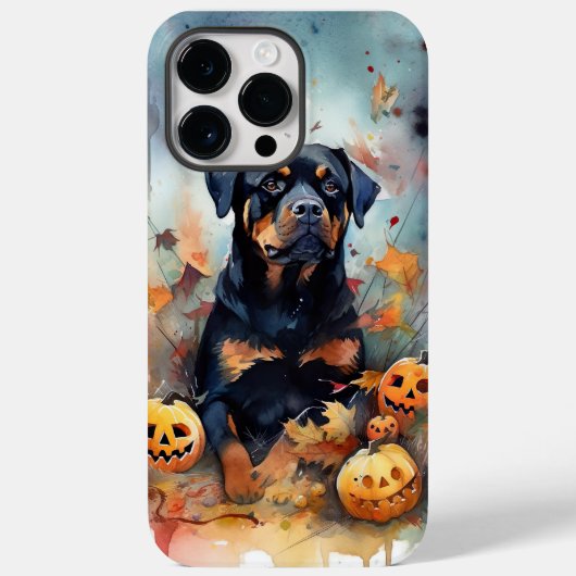 Halloween Rottweiler met Pompoenen Schrikbarend Case-Mate iPhone Case (Achterkant)