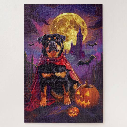 Halloween Rottweiler Vampier Pompoenen Eng Legpuzzel (Verticaal)