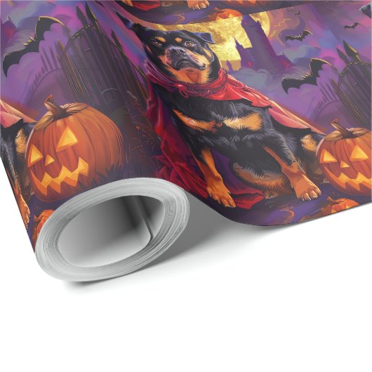 Halloween Rottweiler Vampire Pumpkins eng Cadeaupapier (Rol Hoek)