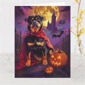 Halloween Rottweiler Vampire Pumpkins eng Kaart (Gele Bloem)