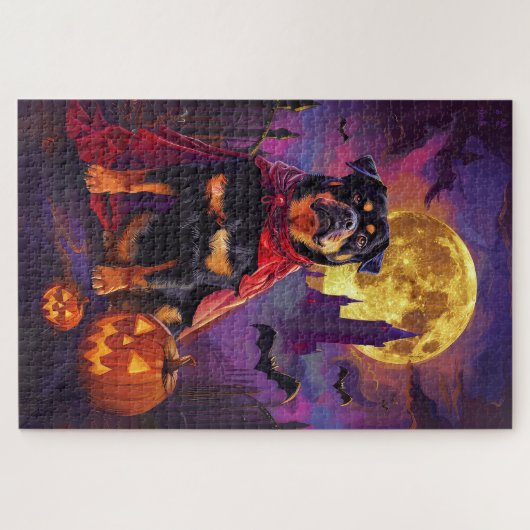 Halloween Rottweiler Vampire Pumpkins eng Legpuzzel (Horizontaal)
