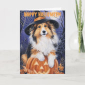 Halloween Rough Collie Dog Feestdagen Kaart (Voorkant)