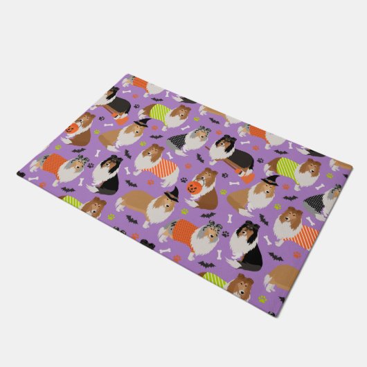 Halloween Rough Collie Doormat Deurmat (Schuin)