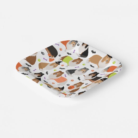 Halloween Rough Collie Paper Borden Papieren Bordje (Gebogen)
