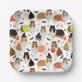 Halloween Rough Collie Paper Borden Papieren Bordje (Voorkant)